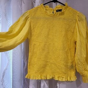 Bright Yellow Size Large Smocked Top
